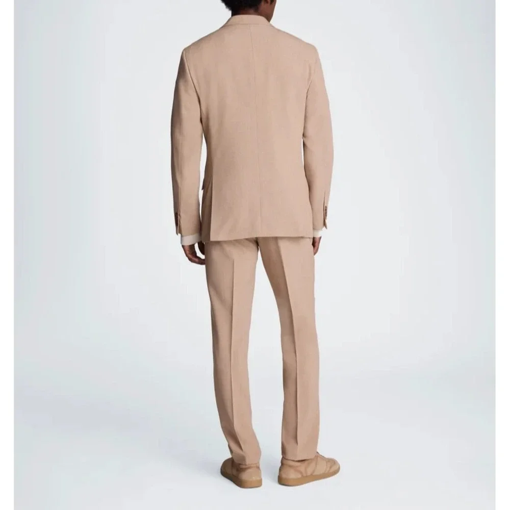 Kenneth Cole Mens Slim fit 2 Piece Suit 36S Pants 29W 30L Waist Tan Light Brown